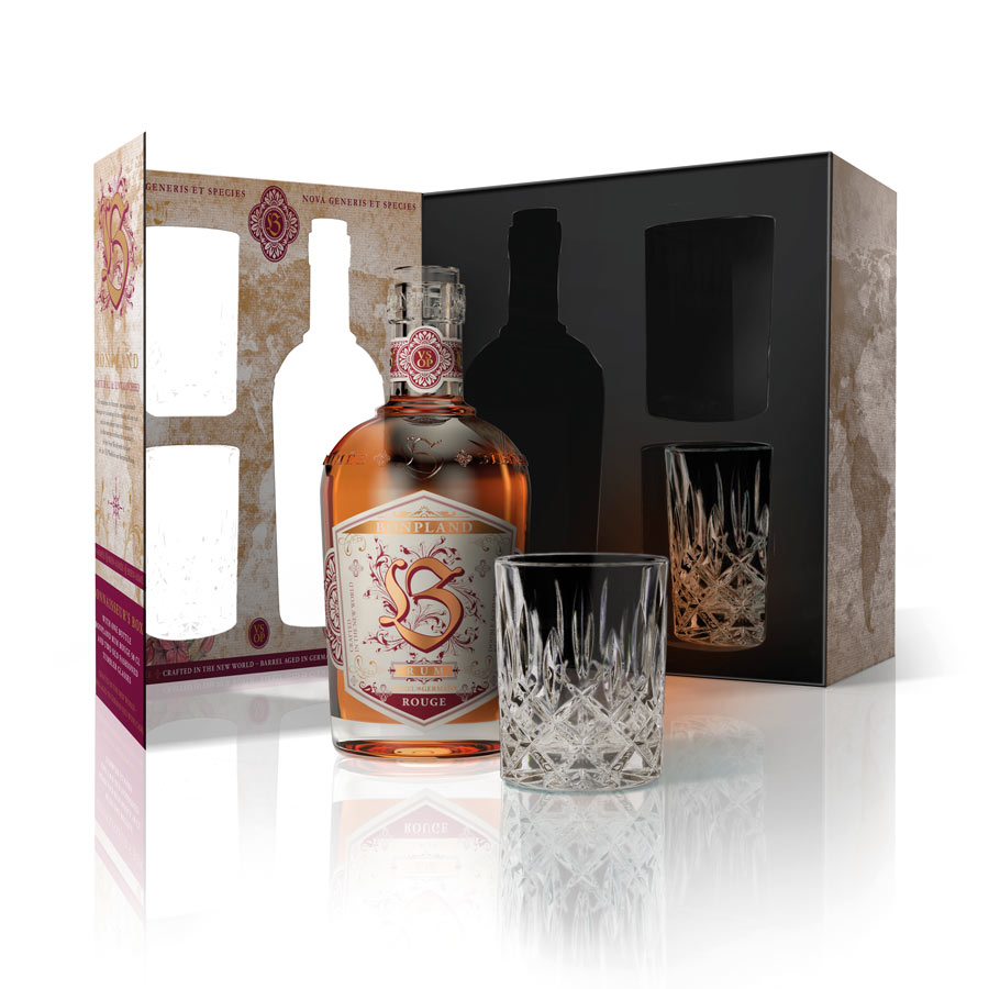 BONPLAND Rum Connoisseur‘s Box
1x BONPLAND Rum Rouge 50cl +
2x Old Fashioned Tumbler Glas