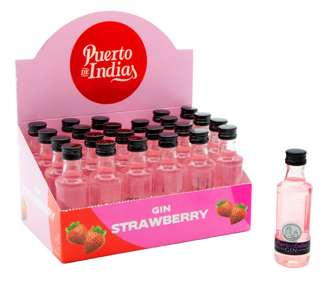 PUERTO DE INDIAS Strawberry Gin Miniaturbox | 24 x 50ml
