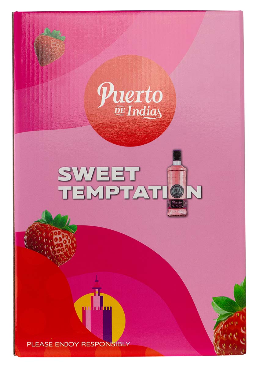 PUERTO DE INDIAS Strawberry Gin | Onpack mit Copa Glas