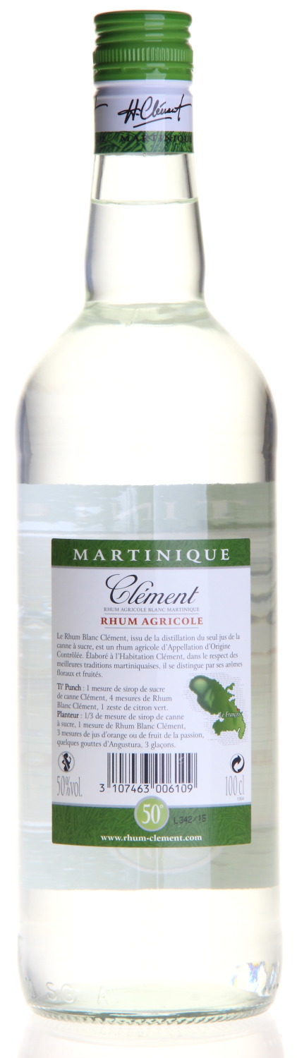 Rhum CLÉMENT Blanc A.O.C. Martinique Agricole Rum (50% vol.)